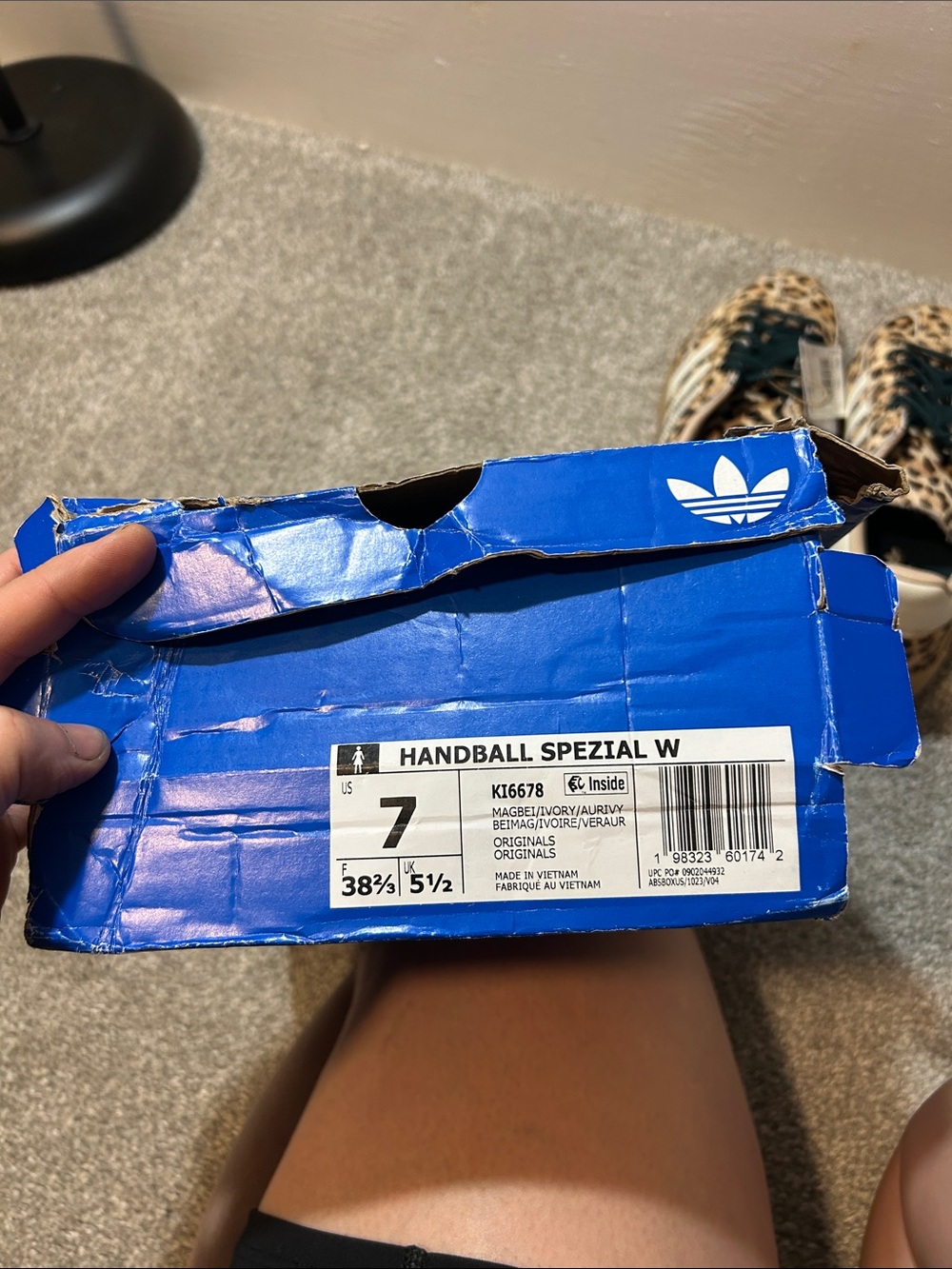 New Adidas Women's Handball Spezial Leopard-Print Sneakers in Beige - Picture 7 of 7